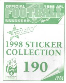 1998 Select AFL Stickers #190 Brendon Gale Back